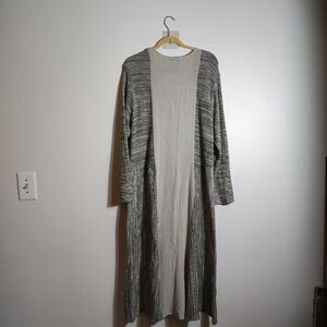 Zele 100% Flax Maxi Sweater Dress Size X-Large Tan /Gray Bohemian
